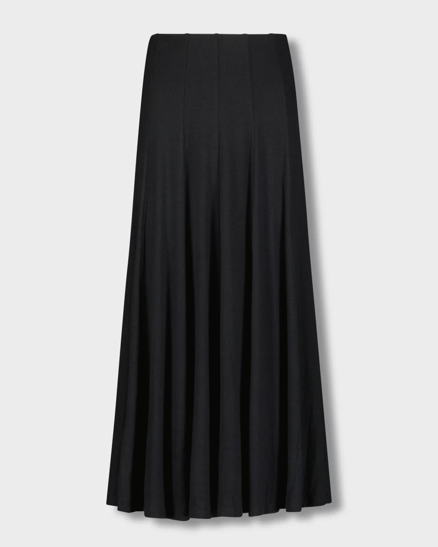 TTS Women's Basic Ribbed Knit Skirt - Black, 32 Inch Length, Stretchy Comfort Fit