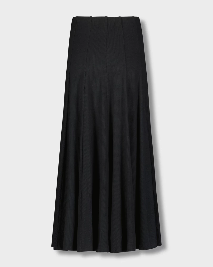 TTS Women's Basic Ribbed Knit Skirt - Black, 32 Inch Length, Stretchy Comfort Fit