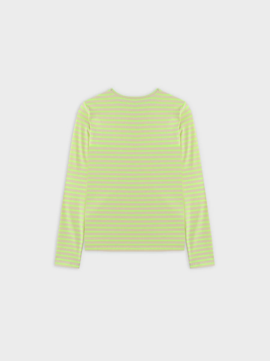 TTS Women's Neon Stripe Crew Neck Sweatshirt - Yellow & Cream Colorblock Casual Top