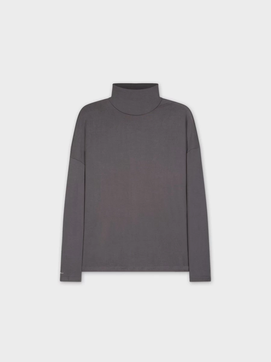 MELI Women's Swing Turtleneck Sweater - Charcoal Grey Knit Top