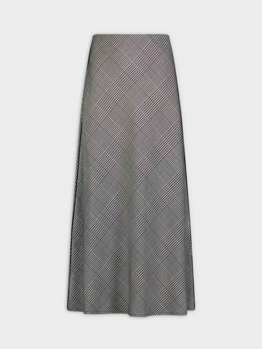 "Hailey Women's Black & White Plaid Skirt with Leather Trim"