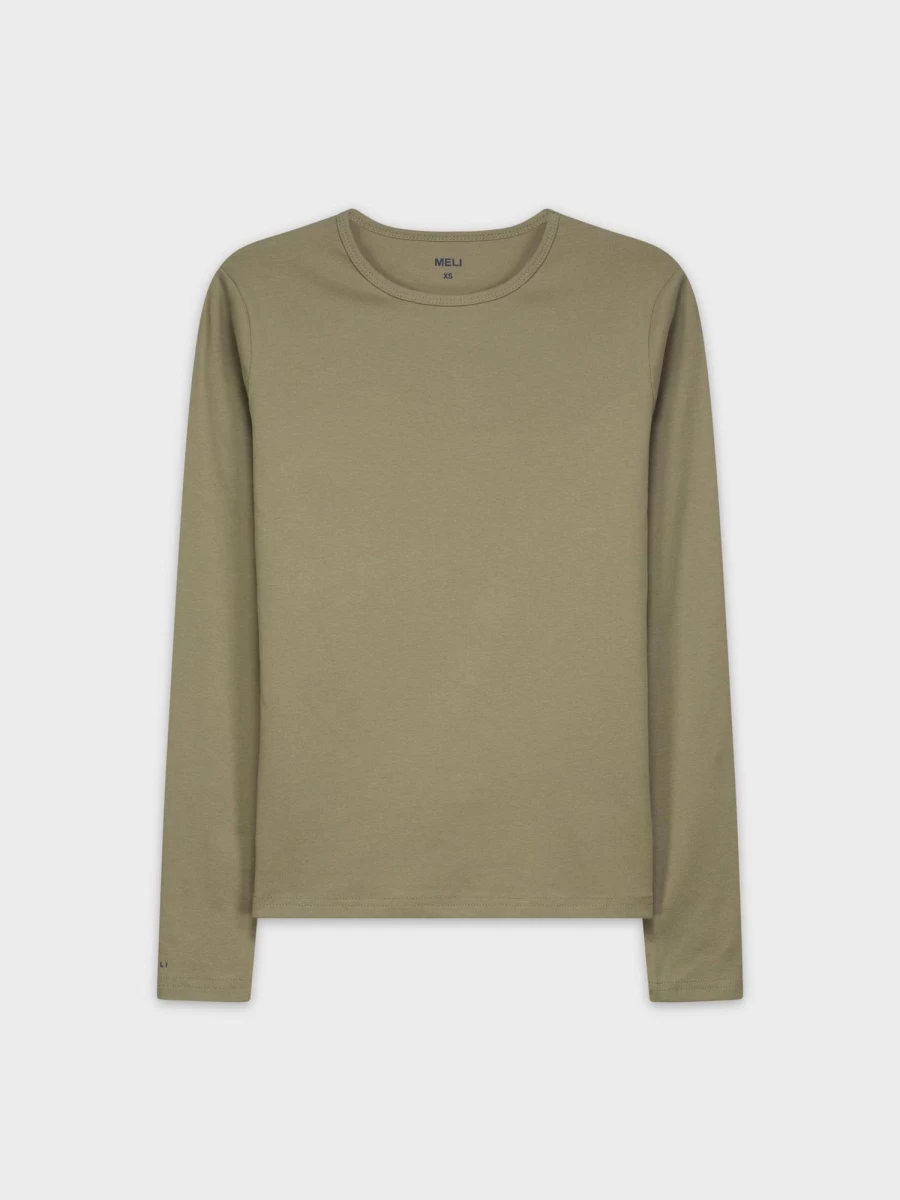 MELI Women's Classic Long Sleeve T-Shirt in Sage Green - Comfort Fit Casual Tee