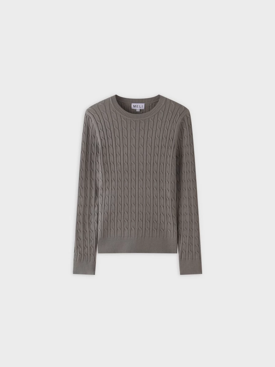 MELI Women's Clay Knit Cable Sweater - Cozy Cable Knit Pullover