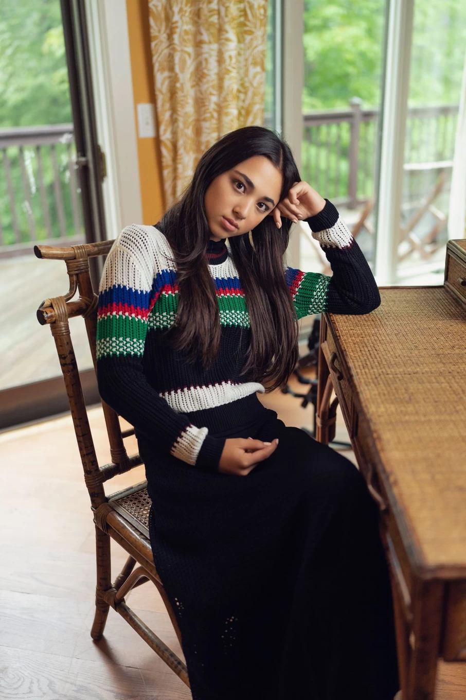 HAILEY Women's Mesh Striped Sweater - Multi-Color Knit Top Fashion Pullover