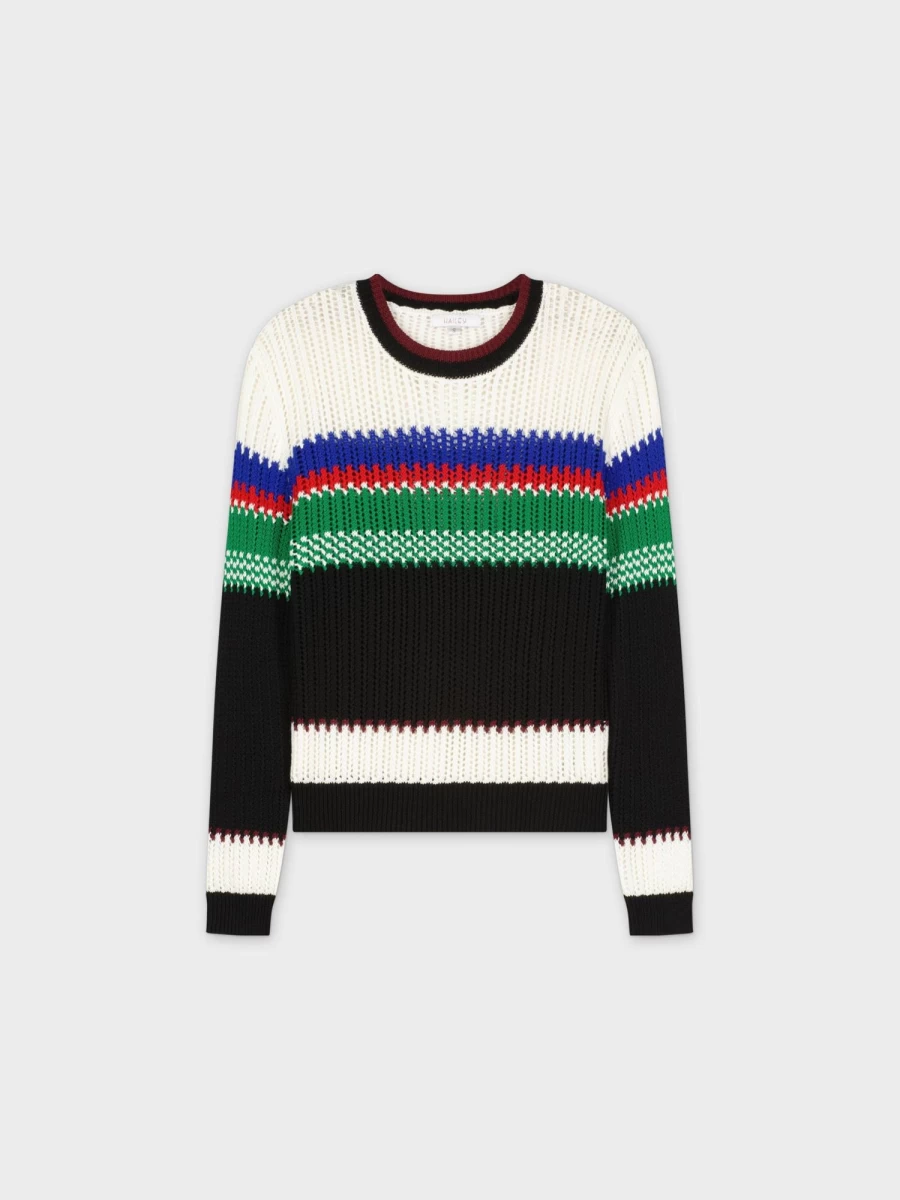 HAILEY Women's Mesh Striped Sweater - Multi-Color Knit Top Fashion Pullover