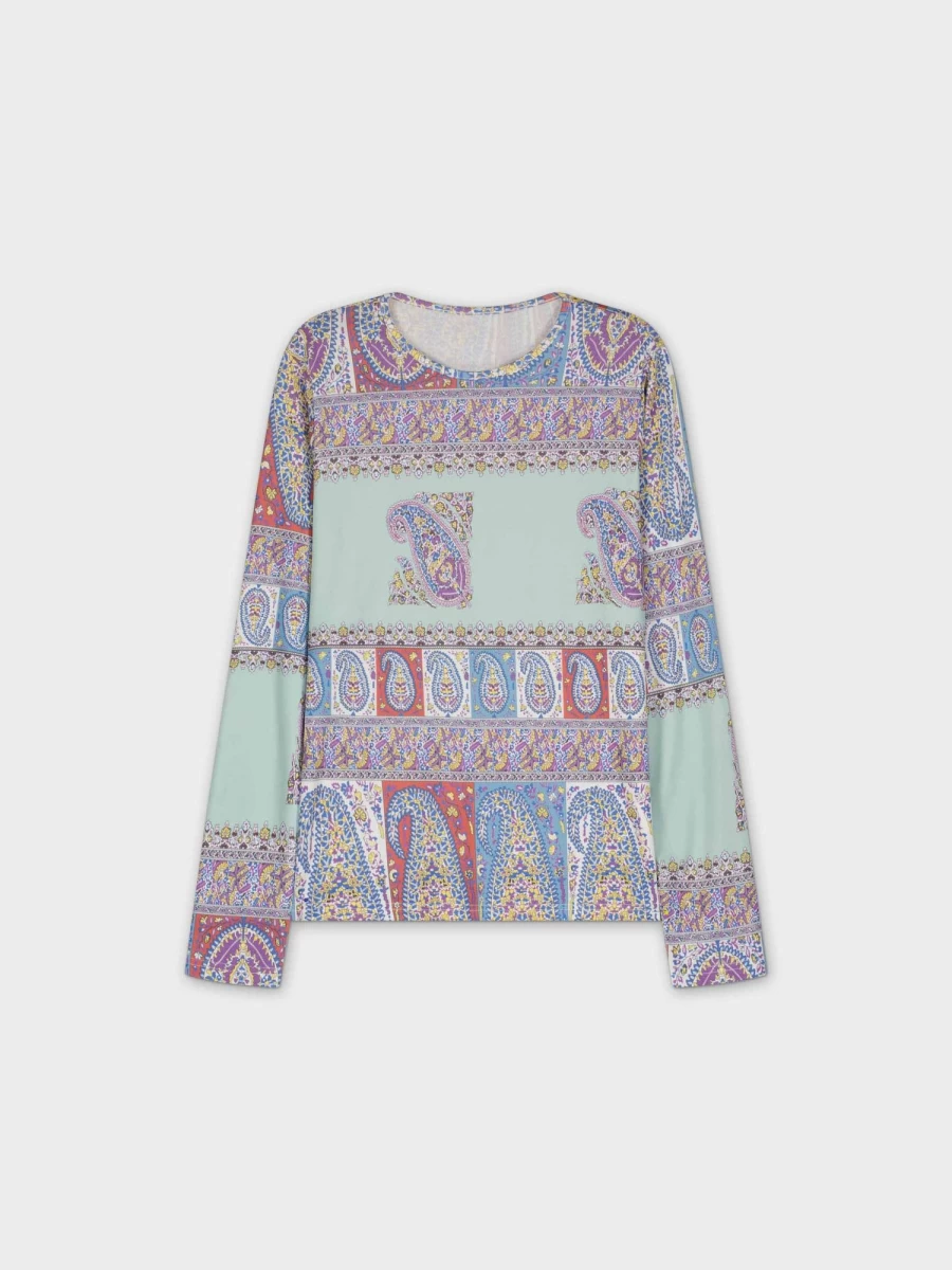 MEENA Women's Paisley Floral Mix Print T-Shirt