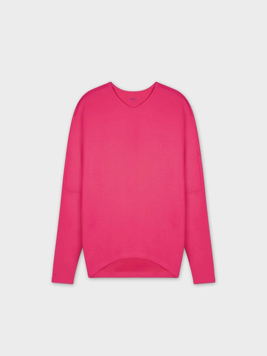 MELI Women's Flat Dolman Sleeve Top in Hot Pink - Casual Comfort Fit Blouse