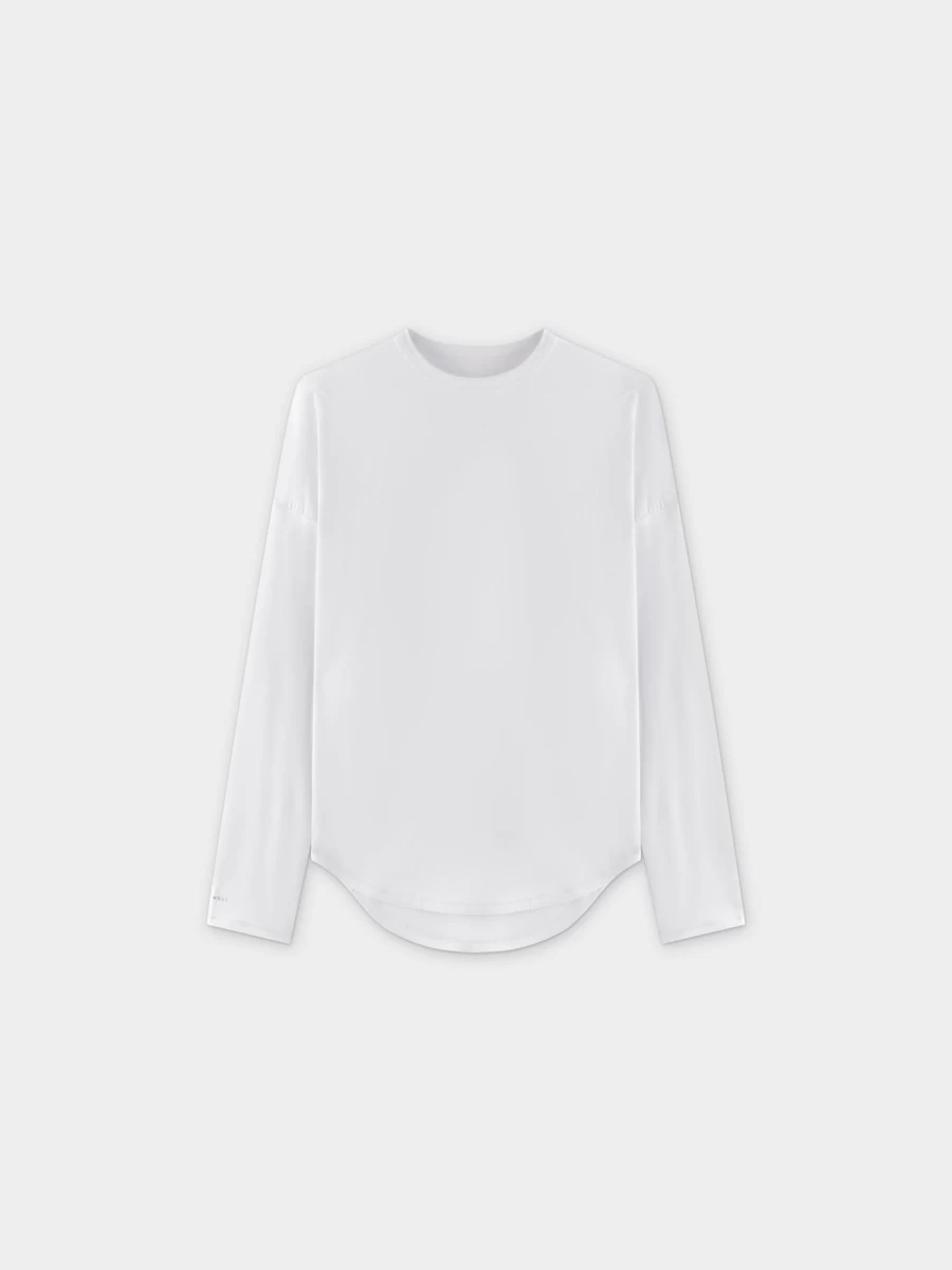 MELI Women's Long Sleeve Swing Tee - Comfortable White Casual T-Shirt