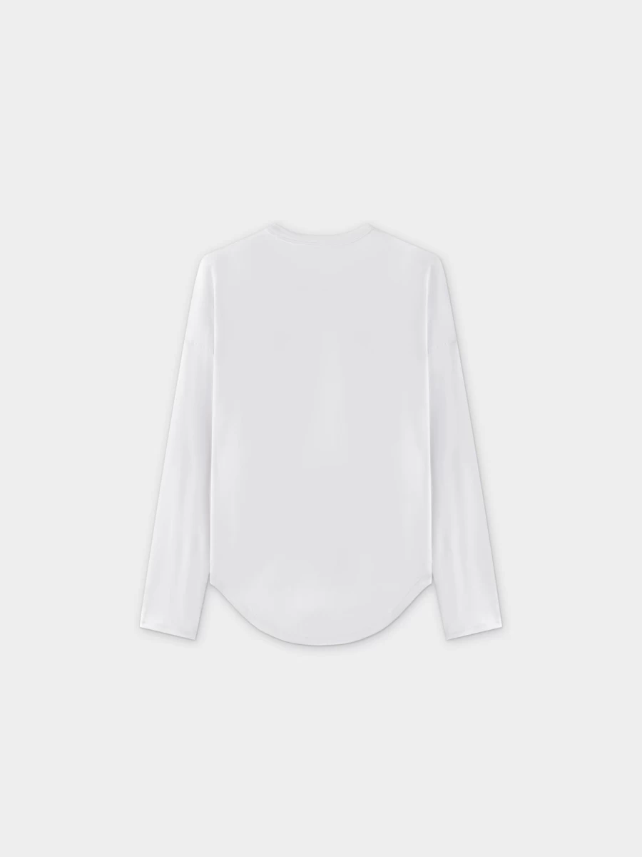 MELI Women's Long Sleeve Swing Tee - Comfortable White Casual T-Shirt