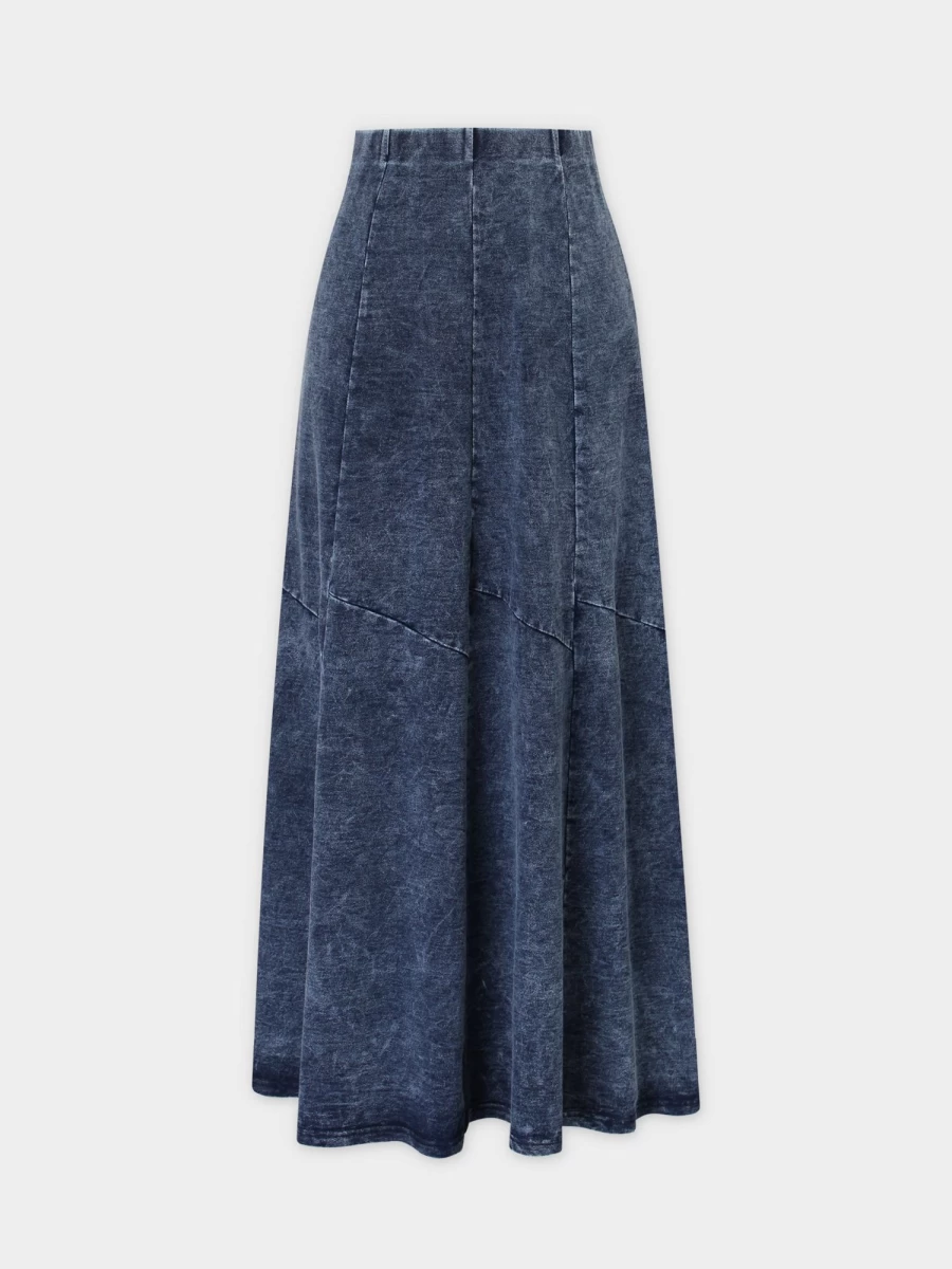 MELI Women's Blue Washed T-Shirt Style Trumpet Skirt - Casual Denim Skirt for Women