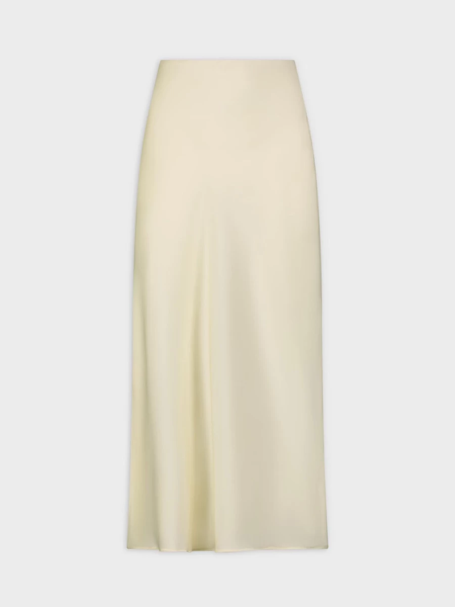 HAILEY Women's Cream Satin Slip Skirt - Elegant Midi Length Lounge & Nightwear