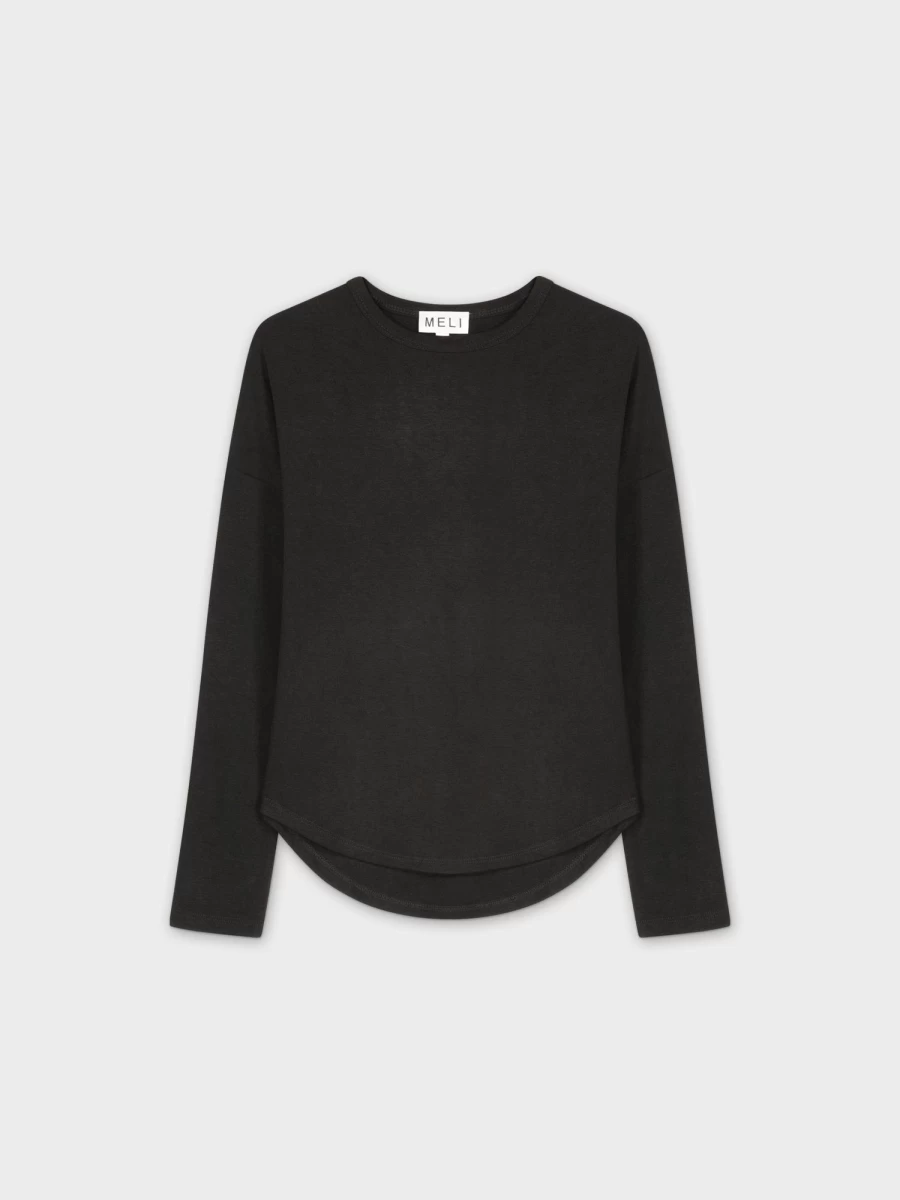 MELI Women's Heathered Black Swing Top - Comfortable Casual Tunic Blouse