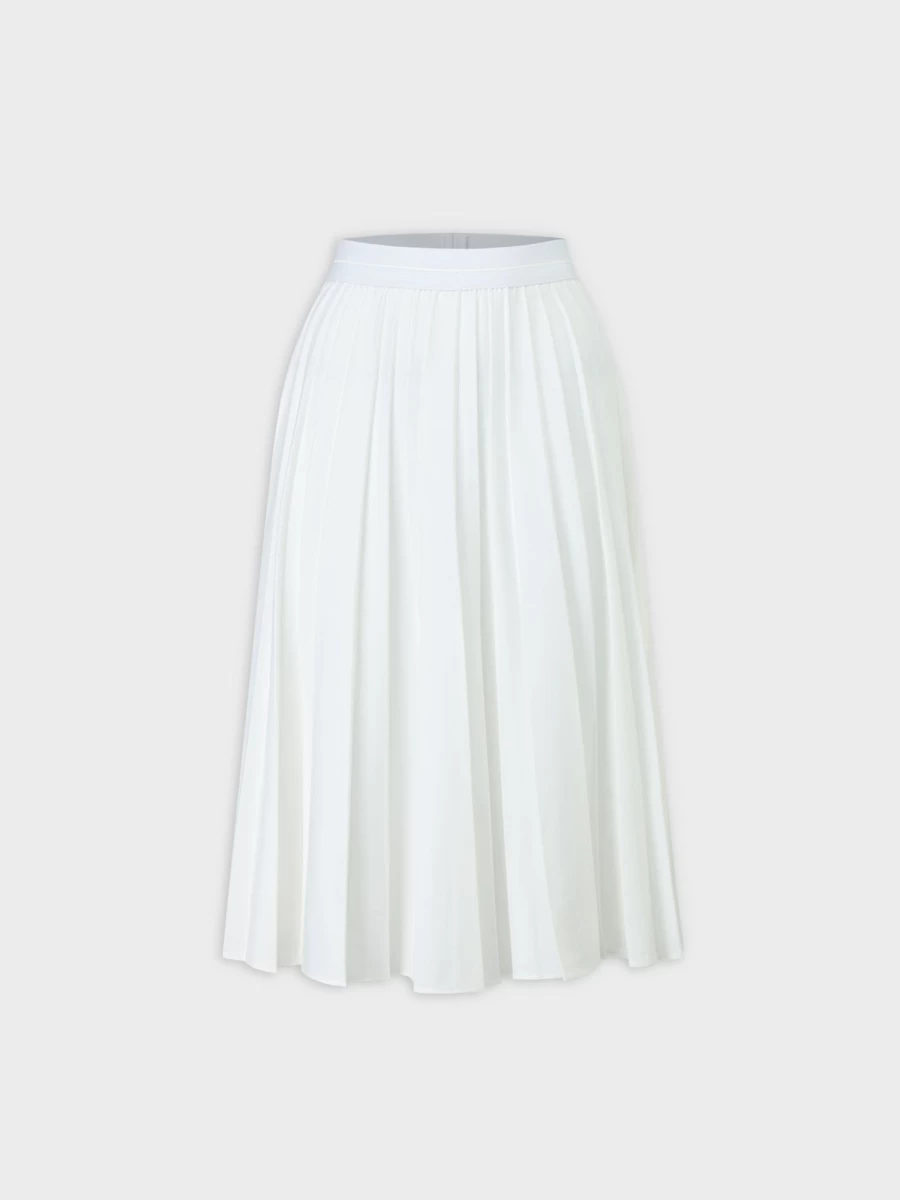 MELI Women's Pure White Pleated Skirt - 26" Length Midi Skirt for Women