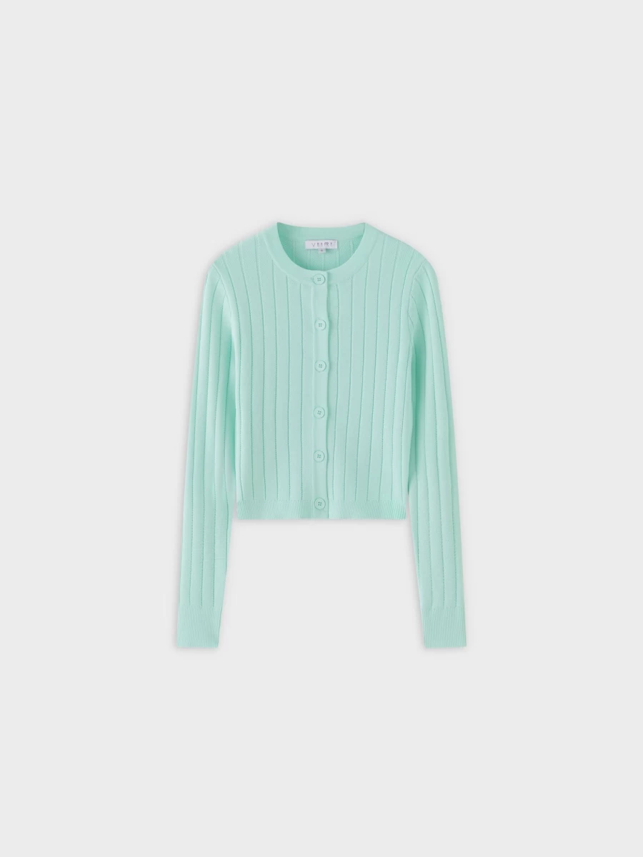 VAARA Women's Mint Green Silk Knit Cropped Cardigan - Lightweight Summer Cover-Up