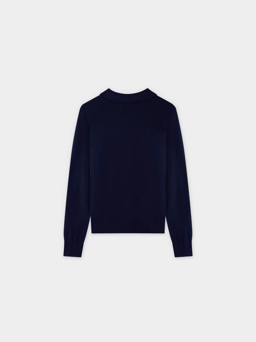 VAARA Women's Navy Mesh Knit Sweater Top - Breathable Casual Pullover