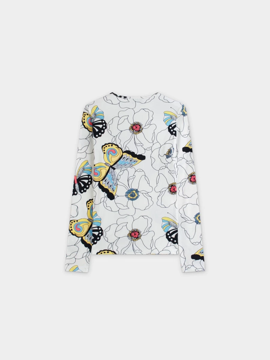 MELI Women's Printed Crew Neck T-Shirt with Butterfly Design