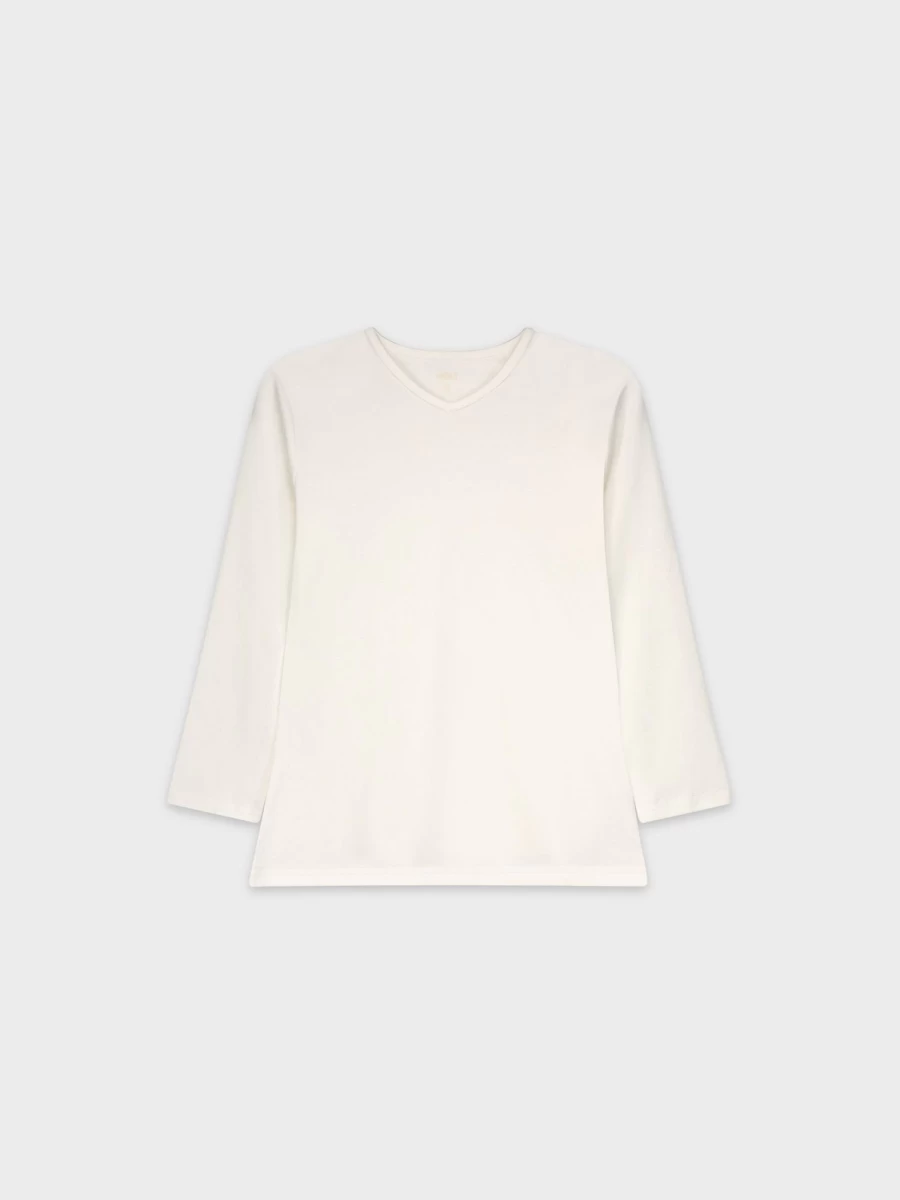 MELI Women's Basic V-Neck T-Shirt - Classic White Tee for Everyday Wear