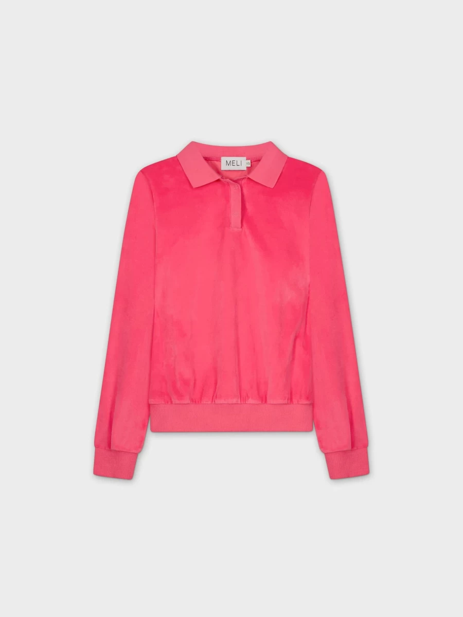 MELI Women's Coral Velour Collar Sweatshirt - Soft & Stylish Pullover