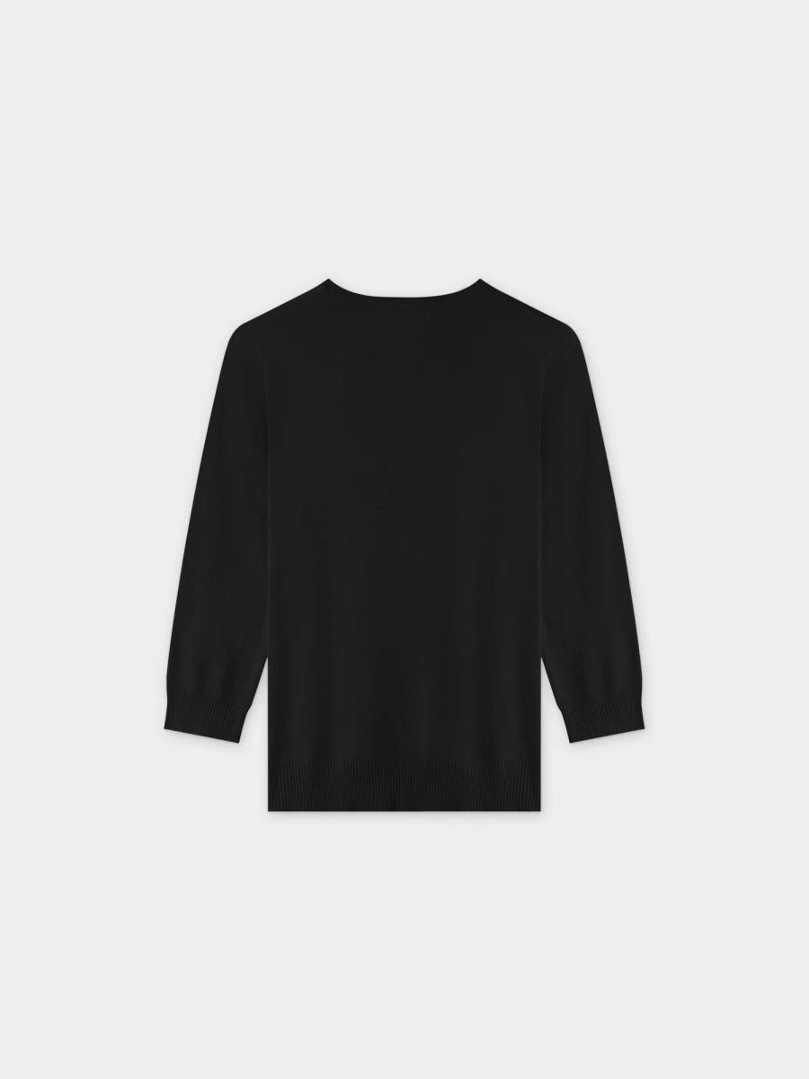 MELI Women's Basic Crew Neck Sweater - Classic Black Pullover for Everyday Comfort