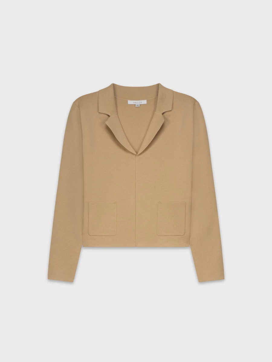 "HAILEY Women's Lightweight Tan Blazer for Office & Casual Wear"