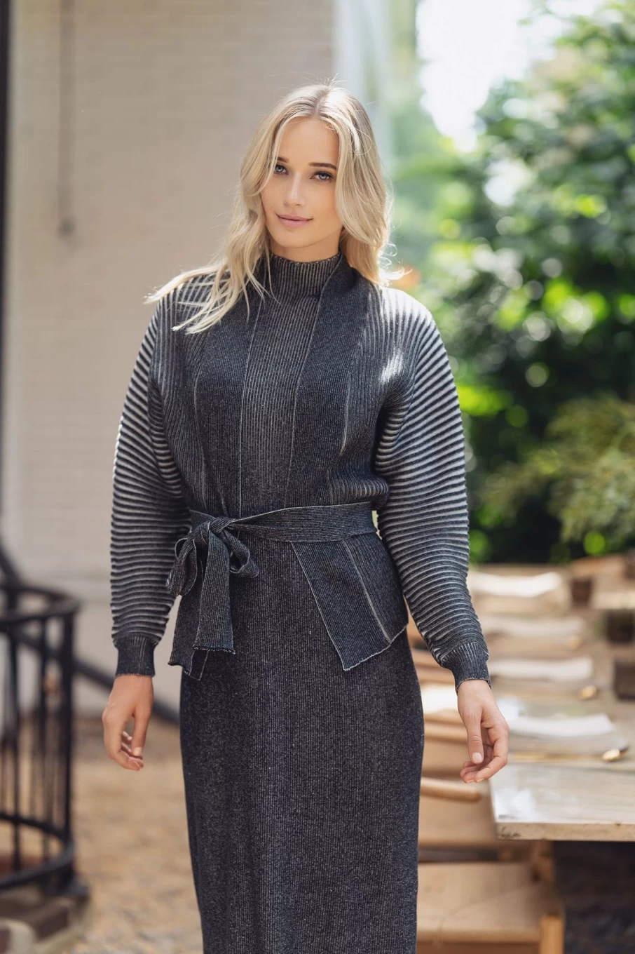 POSE Women's Two-Tone Layering Dress - Black & Grey Stylish Casual Outfit