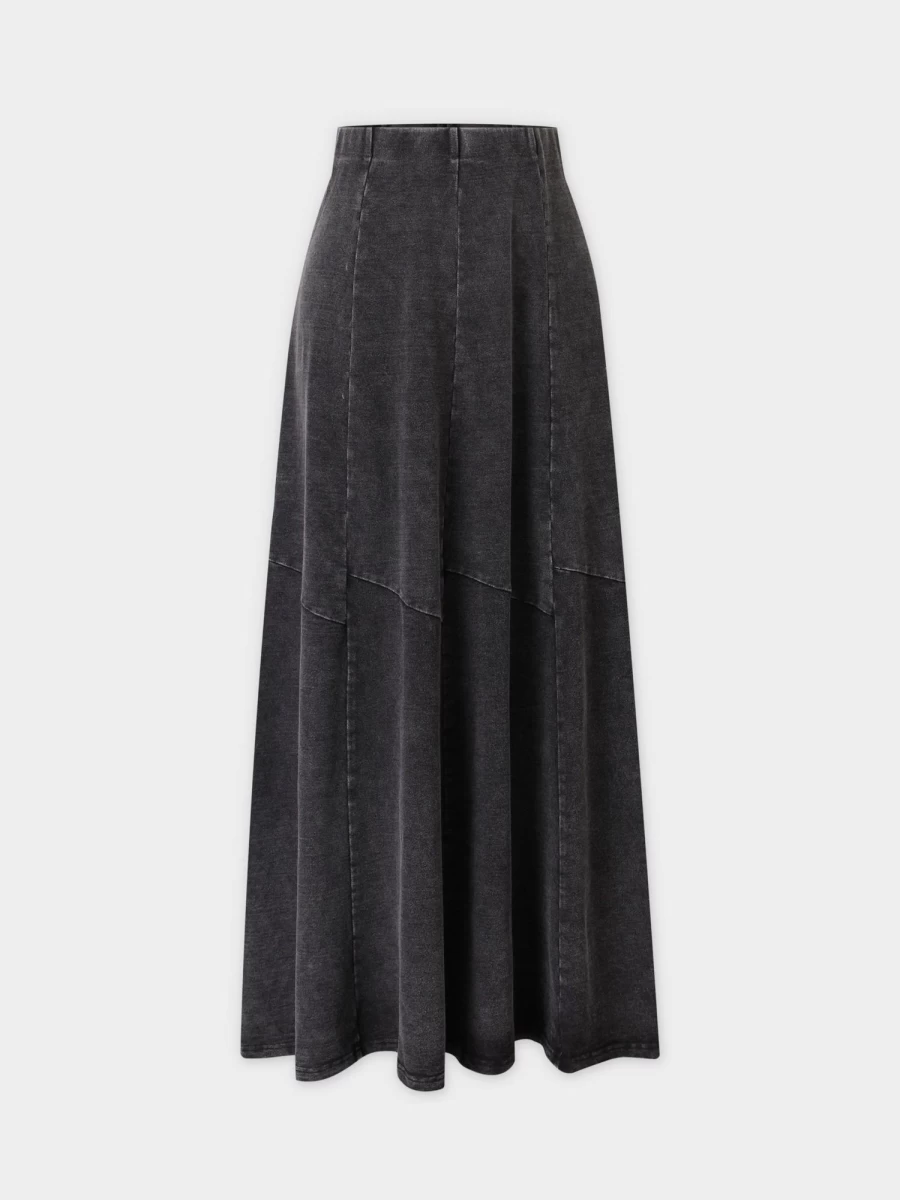 MELI Women's Washed Black T-Shirt Style Trumpet Skirt - Casual Comfort Fit
