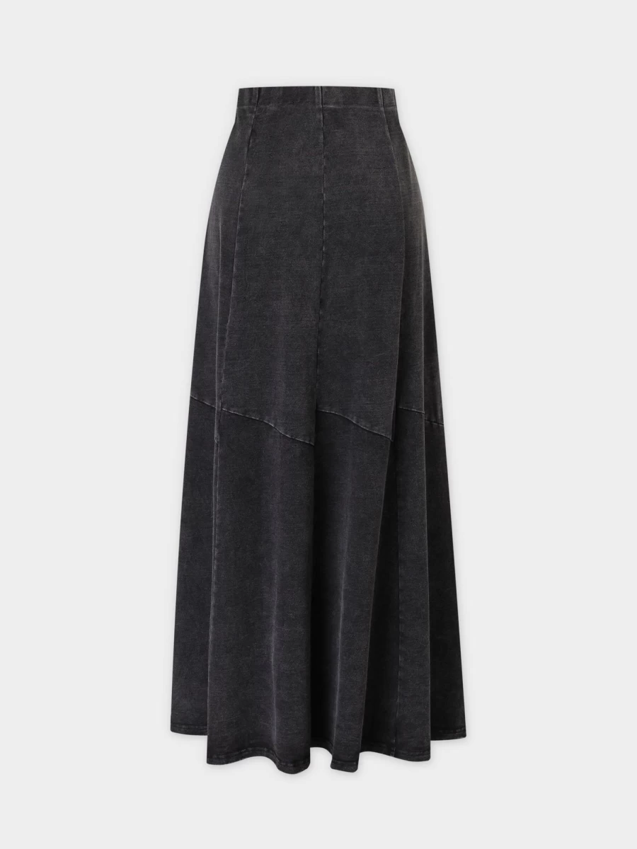 MELI Women's Washed Black T-Shirt Style Trumpet Skirt - Casual Comfort Fit