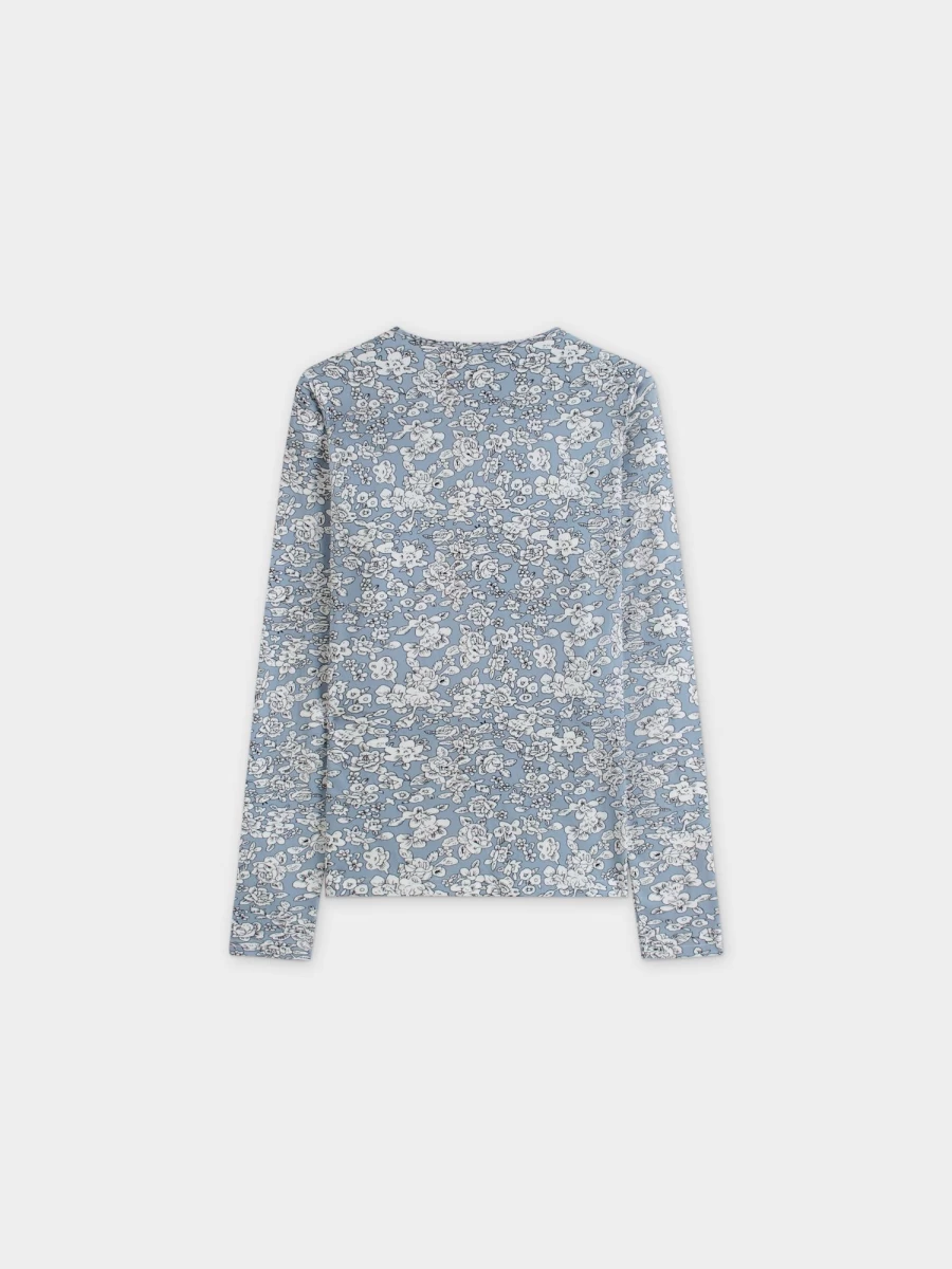 MELI Women's Floral Printed Crewneck T-Shirt - Blue Floral Design