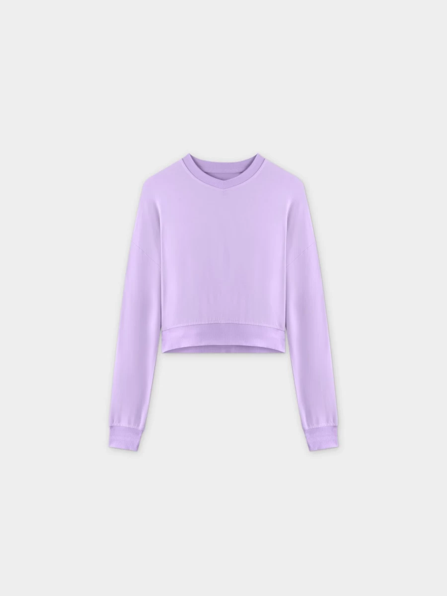 MELI Women's Lavender Cropped T-Shirt - Soft Casual Short Sleeve Top