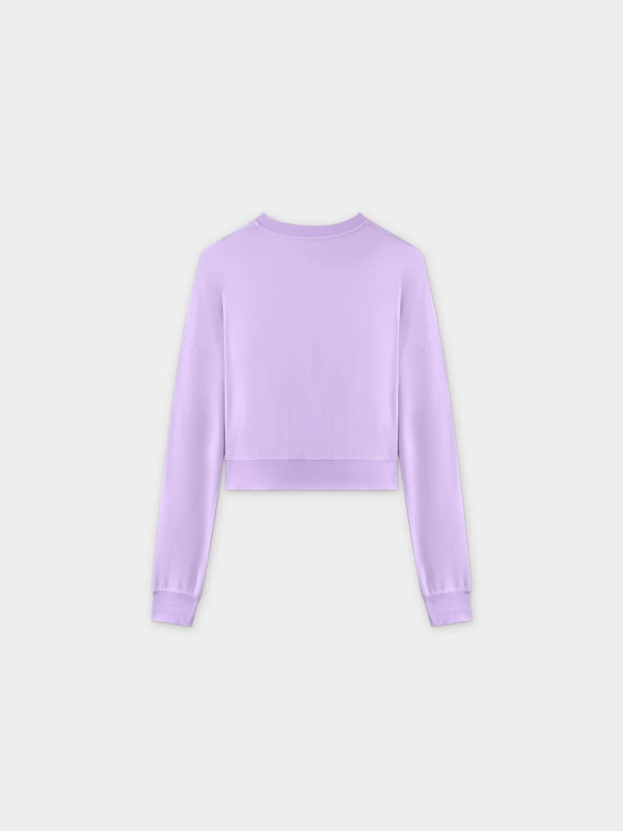 MELI Women's Lavender Cropped T-Shirt - Soft Casual Short Sleeve Top