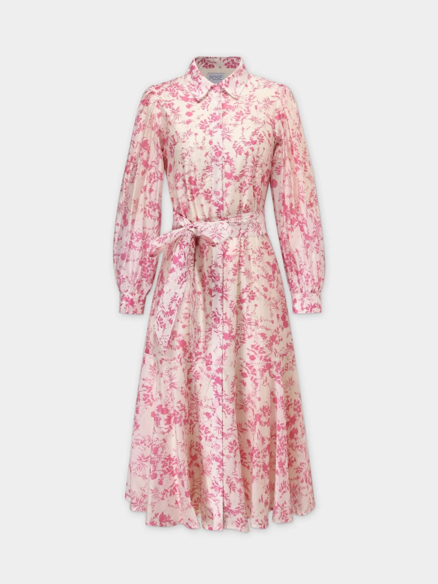 Pose Women's Pink Floral Ruffle Hem Dress - Feminine & Elegant Summer Dress