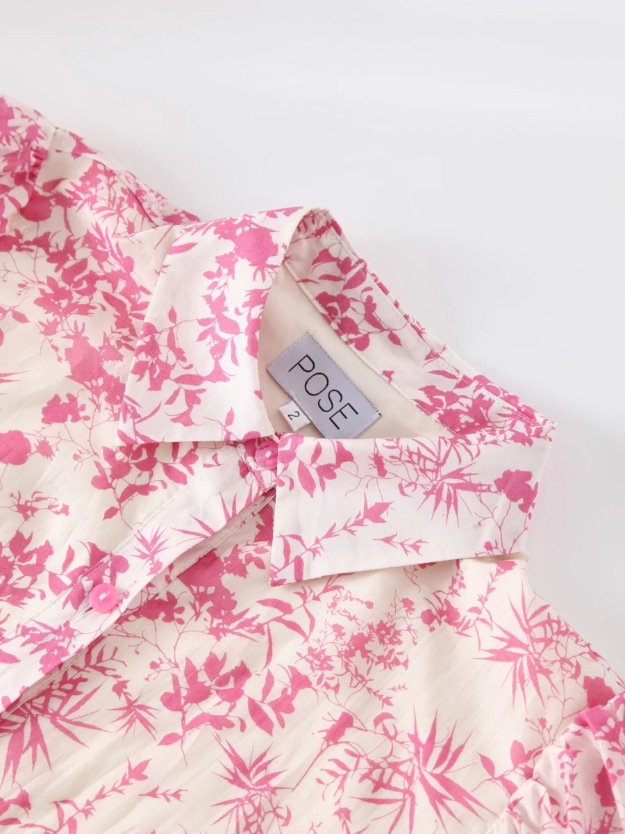 Pose Women's Pink Floral Ruffle Hem Dress - Feminine & Elegant Summer Dress