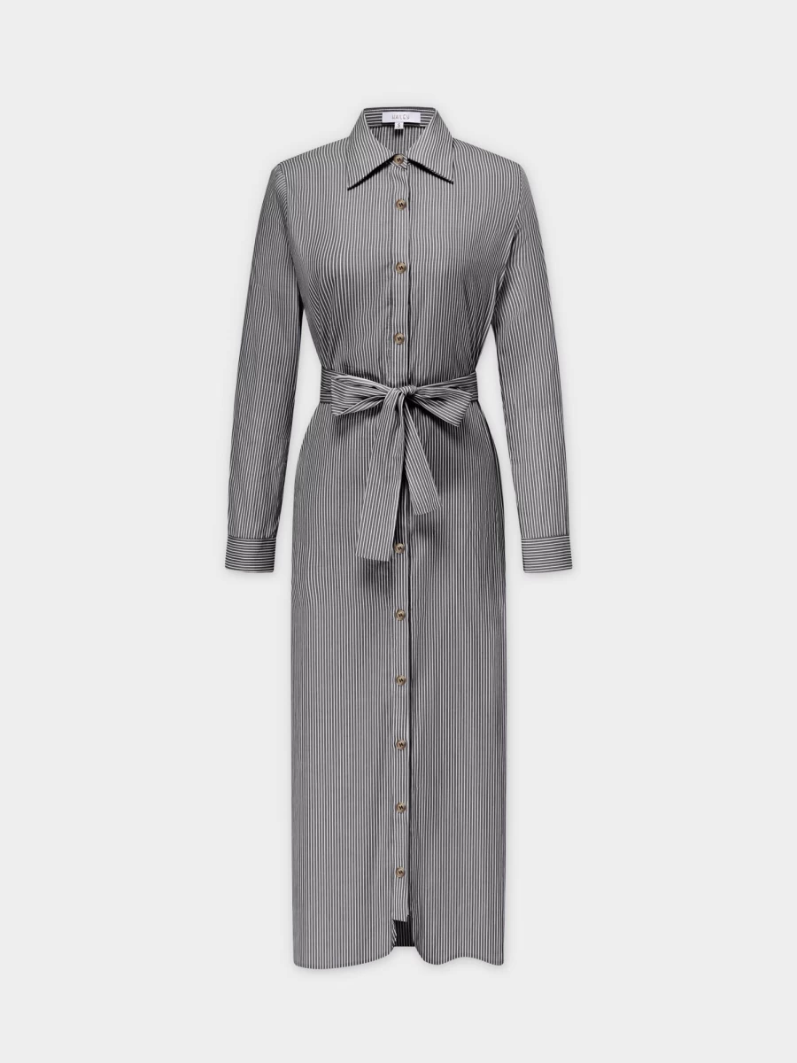 Hailey Women's Monday Dress - Black & White Pinstripe Style