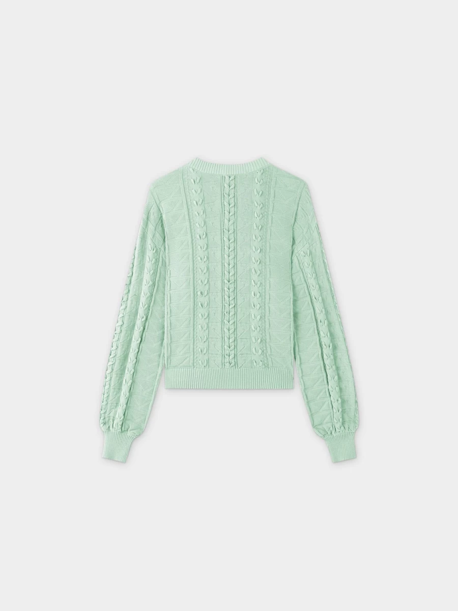 VAARA Women's Mint Green Cross Stitch Knit Sweater