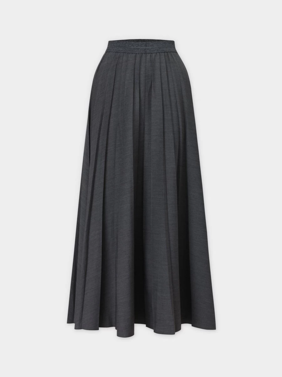 MELI Women's Black Denim Pleated Skirt - 37" Length Mid-Length A-Line Style