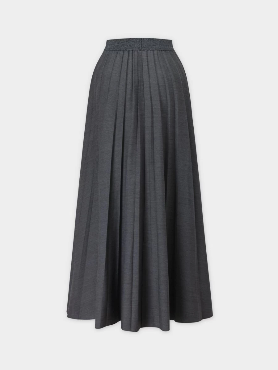 MELI Women's Black Denim Pleated Skirt - 37" Length Mid-Length A-Line Style