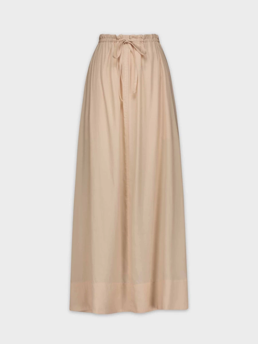 VAARA Women's Tan Ruffle Drawstring Waist Skirt - Elegant Flowy A-Line Design