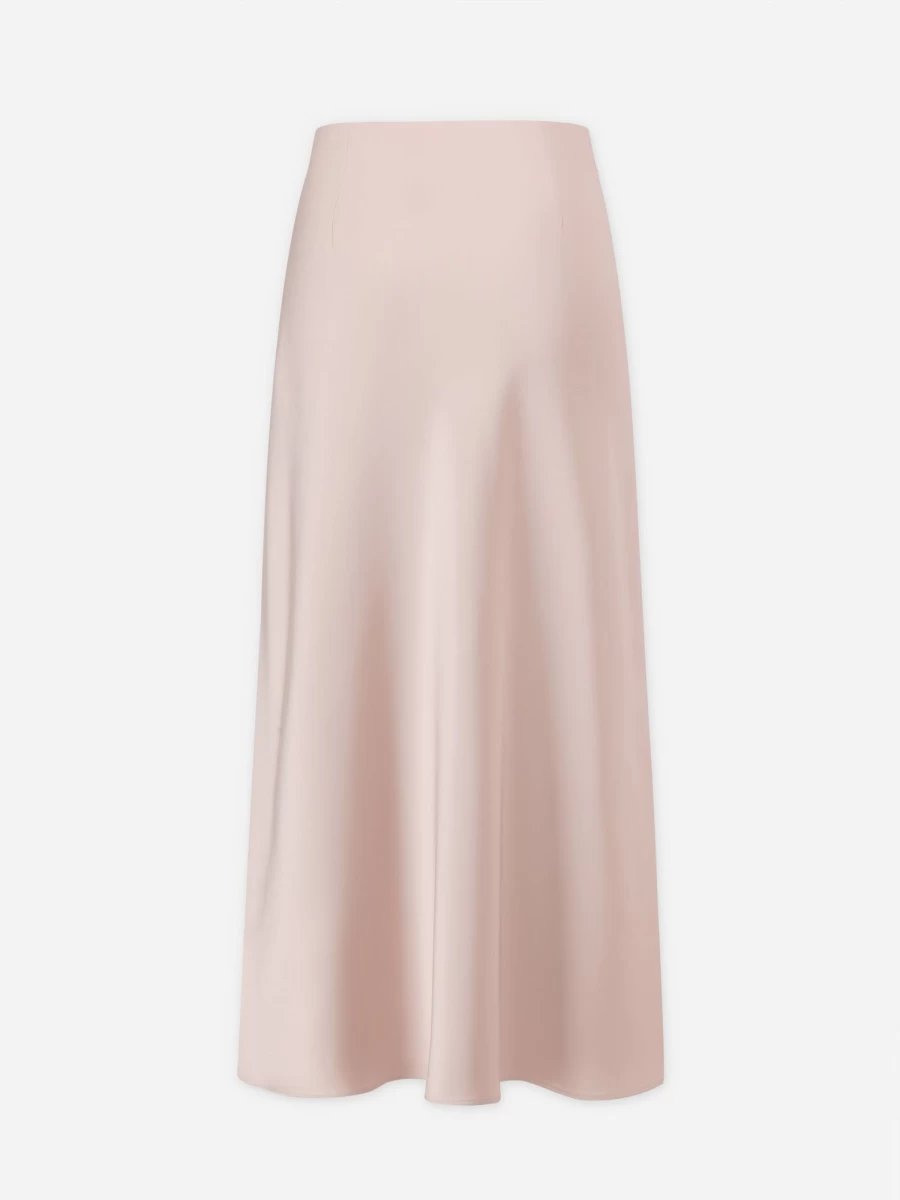 "HAILEY Women's Satin Slip Skirt in Bone - Elegant Midi Length Lounge Skirt"