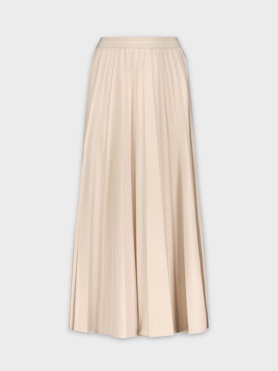 MELI Women's Light Tan Pleated Skirt 37" - Classic High Waist A-Line Skirt for Women