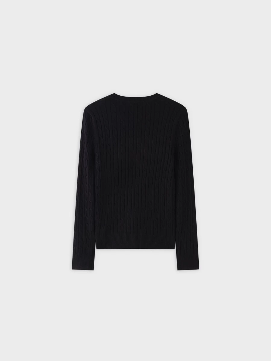 MELI Women's Black Knit Cable Sweater - Cozy Chunky Cable Knit Pullover