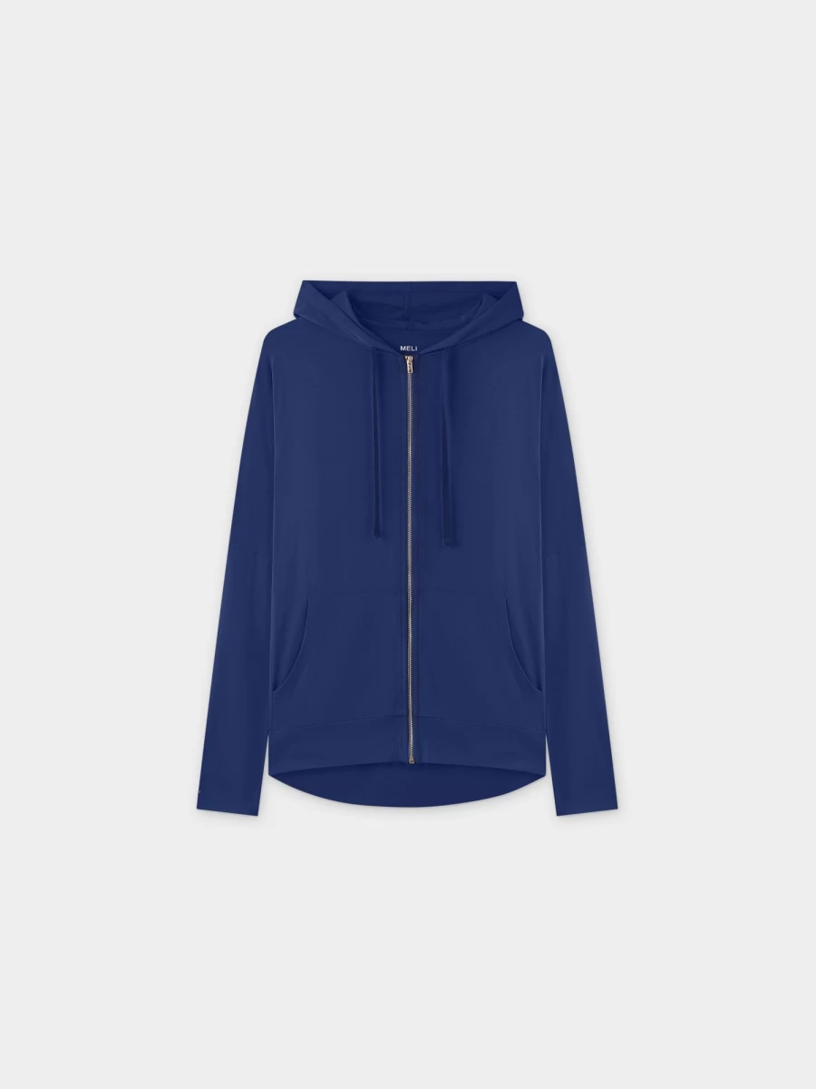 MELI Women's Navy Zip Up Hoodie - Lightweight Fleece Jacket for Casual Wear