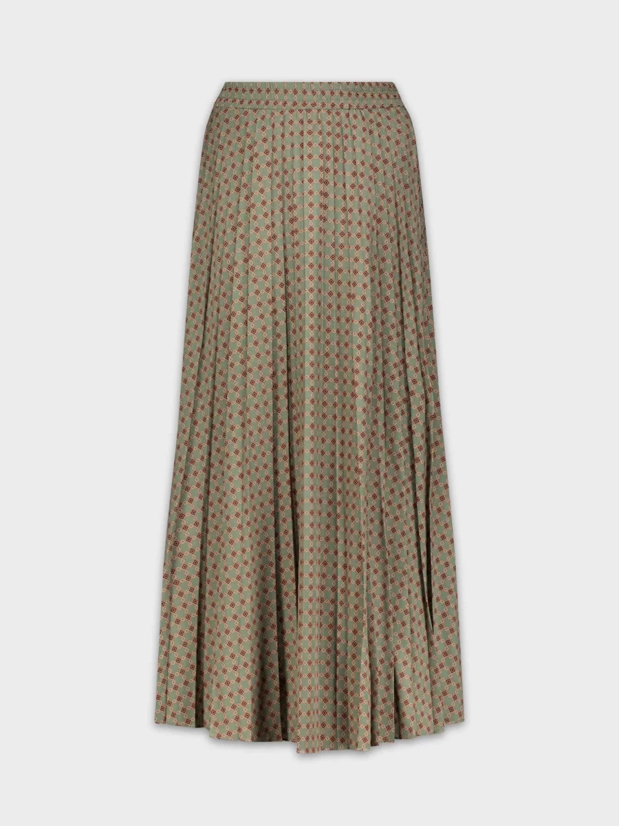 POSE Women's Diamond Design Pleated Midi Skirt with Banded Hem - 37" Length