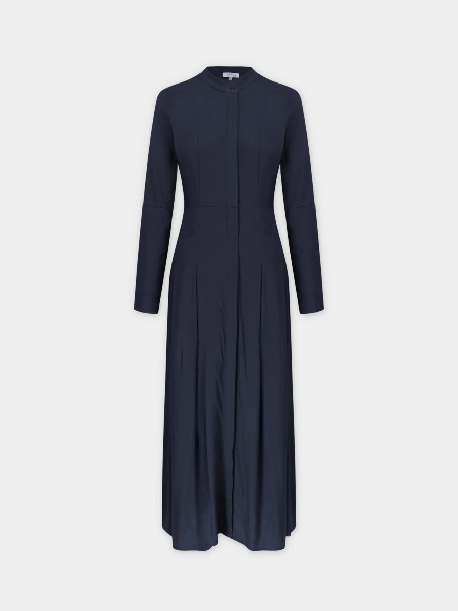 MEENA Women's Navy Blue Linen Shirt Dress - Casual Summer Beach Tunic