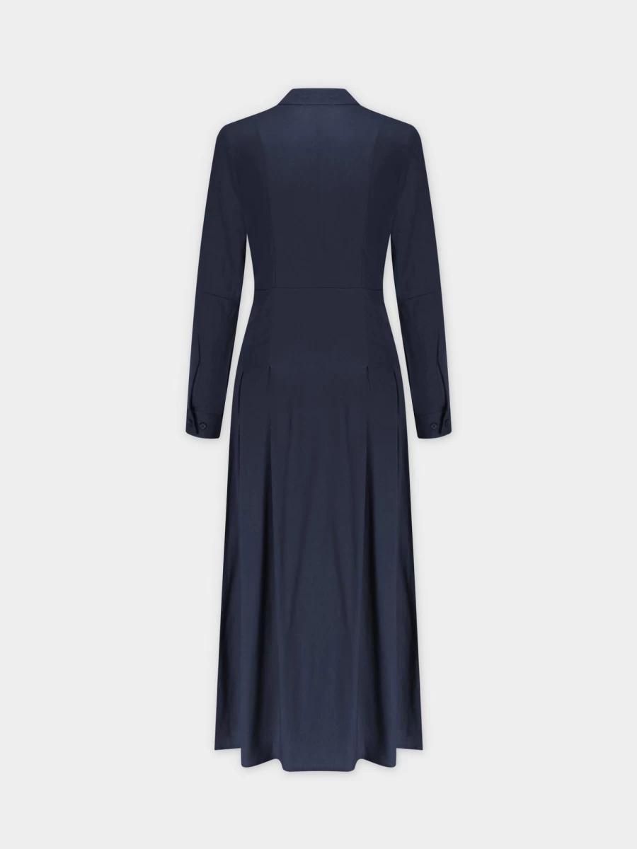 MEENA Women's Navy Blue Linen Shirt Dress - Casual Summer Beach Tunic
