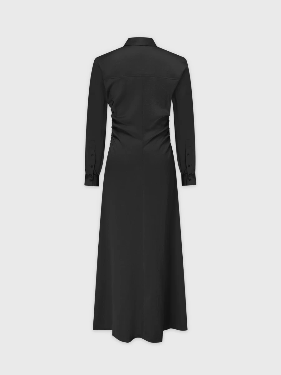SOLEI Women's Black Side Gathered Dress - Elegant Bodycon Style