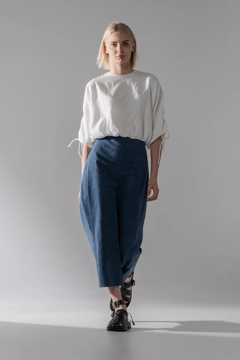 MELI Women's Classic Medium Blue Denim Skirt - 37" Length High-Quality A-Line Jean Skirt
