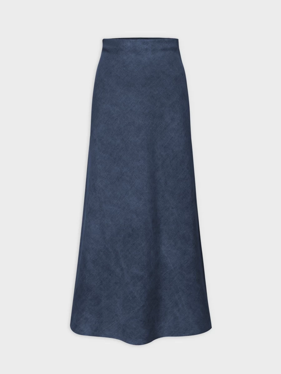 MELI Women's Classic Medium Blue Denim Skirt - 37" Length High-Quality A-Line Jean Skirt
