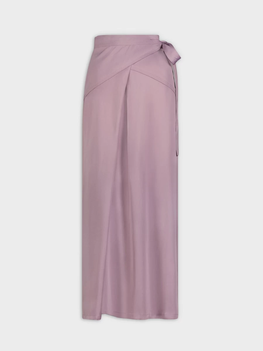"STELLA & ROSE Women's Lavender Satin Wrap Skirt - Elegant & Comfortable"