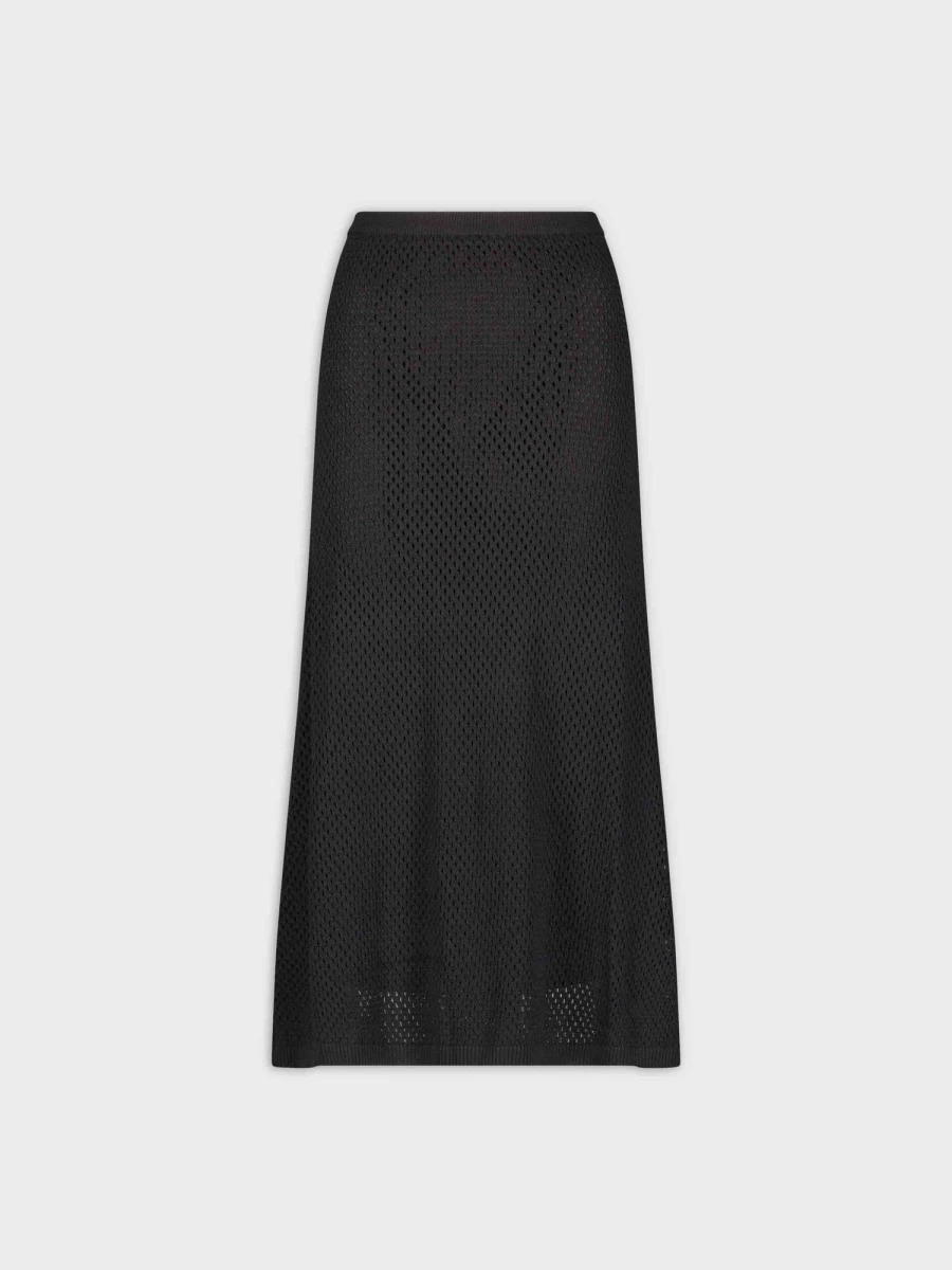 SOLEI Women's Black Mesh Skirt - Stylish & Breathable Fashion Skirt for Women