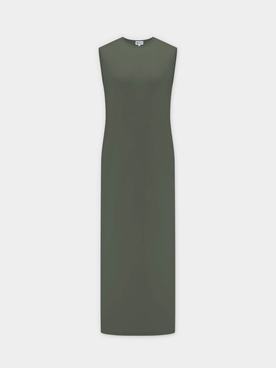 MELI Women's Olive Basic T-Shirt Slip Dress - Casual Comfort Fit